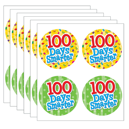 TEACHER CREATED RESOURCES Wear Em Badges, 100 Days Smarter, Self-Adhesive, PK192 TCR5393